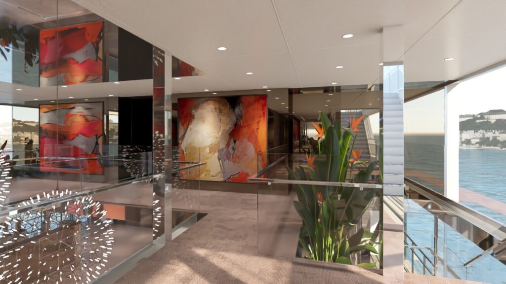 Das elegante Oberdeck der Emerald Astra