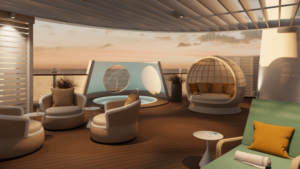 Neue Ruheorte: das exklusive Sonnendeck für Suitengäste auf AIDAluna